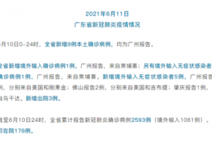 广东省新增9例本土确诊病例，均为广州报告