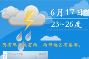上海今天有大到暴雨，最高温度26度