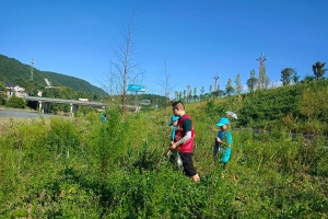 捡拾河道垃圾  共护一江碧水